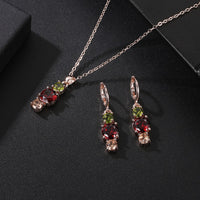 Round Bridal Jewelry Sets for Woman MultiCubic Zirconia Pendant Necklace Earrings Wedding Party Gift