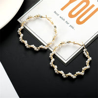 Pearl Hoop Earrings for Women Exaggerates Oversize Pearl Circle Ear Rings Earrings Europe Nightclub