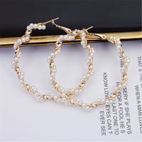 Pearl Hoop Earrings for Women Exaggerates Oversize Pearl Circle Ear Rings Earrings Europe Nightclub