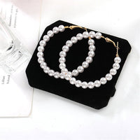 Pearl Hoop Earrings for Women Exaggerates Oversize Pearl Circle Ear Rings Earrings Europe Nightclub