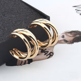 Punk Earrings Gold Silver Creativity Overlay Semi Circle Open Circle Earrings Women Exaggerated Piercing