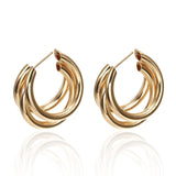 Punk Earrings Gold Silver Creativity Overlay Semi Circle Open Circle Earrings Women Exaggerated Piercing