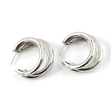 Punk Earrings Gold Silver Creativity Overlay Semi Circle Open Circle Earrings Women Exaggerated Piercing