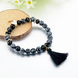 Black Stone Bracelet Tassel Elastic Charm Bracelets Bangles Personalized Boho Jewelry for Women Men Bracelet