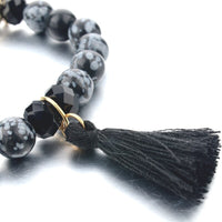 Black Stone Bracelet Tassel Elastic Charm Bracelets Bangles Personalized Boho Jewelry for Women Men Bracelet