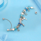 Silver Turtle Dolphinn Bracelets Bangles for Women Crystal Bracelet Handmade Blue Seahorse Starfish Bracelet