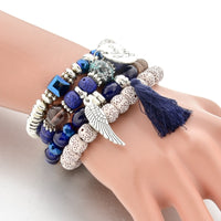 Blue Handmade Angel Wings Bracelets for Women Tassel Bracelet Charms Bohemian Jewelry Friendship Bracelets