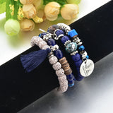 Blue Handmade Angel Wings Bracelets for Women Tassel Bracelet Charms Bohemian Jewelry Friendship Bracelets