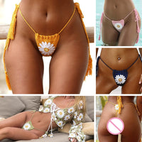 Handmade Crochet Flower Micro Bikini G Thong String Beach Micro Swimwear Sexy Lingerie Sets