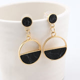 Handmade Geometric Circular Marble Long Earrings Girls Popular Earrings for Women