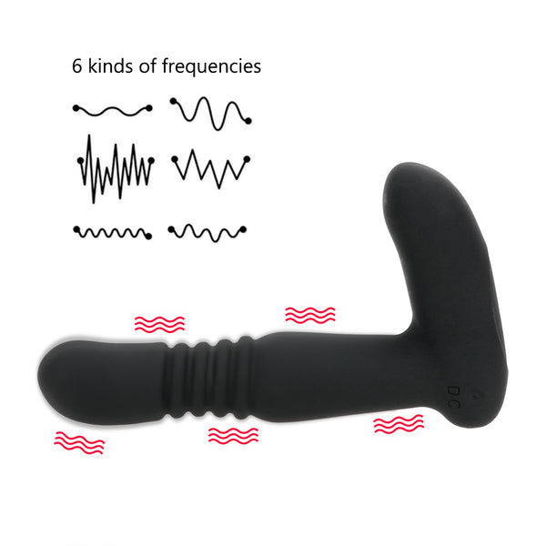 Remote Control Wireless Control Prostate Massager Heating Rod 6 Speed Telescopic Dildo Anal Vibrators for Men