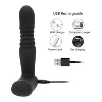 Remote Control Wireless Control Prostate Massager Heating Rod 6 Speed Telescopic Dildo Anal Vibrators for Men