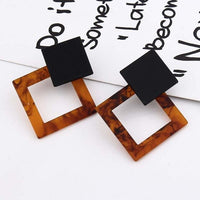 Leopard Acrylic Resin Dangle Earrings for Women Geometry Big Circle Square Earrings Acetate