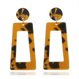 Leopard Acrylic Resin Dangle Earrings for Women Geometry Big Circle Square Earrings Acetate