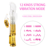 12 Frequencies G-spot Clitoris Stimulator 4 Speeds Rotation Masturbation Rabbit Vibrator