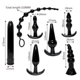 7 Pieces/Set Anal Plug Combination Vibrator Anal Bead Butt Plug Clitoris Stimulator for Women