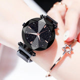 Watch Women Starry Sky Design Quartz Watches for Women Mesh Magnet Casual Watches Ladies Clock