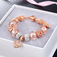 Gold Crystal Bear Bracelets Bangles for Women Charm Heart Bracelets Jewelry Handmade Snap Bracelet