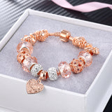 Gold Crystal Bear Bracelets Bangles for Women Charm Heart Bracelets Jewelry Handmade Snap Bracelet