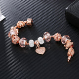 Gold Crystal Bear Bracelets Bangles for Women Charm Heart Bracelets Jewelry Handmade Snap Bracelet