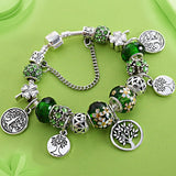 Green Tree of Life Bracelets Bangles for Women Charm Flower Bracelets  Jewelry Handmade DIY Bracelet