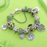 Green Tree Of Life Bracelets Bangles for Women Crystal Beads Bracelet Jewelry Charm Bracelets Femme