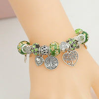 Green Tree Of Life Bracelets Bangles for Women Crystal Beads Bracelet Jewelry Charm Bracelets Femme