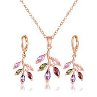 Rose Gold Jewelry Sets for Women Cubic Zircon Necklace Earrings Party Jewelry Wedding