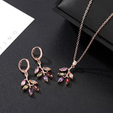 Rose Gold Jewelry Sets for Women Cubic Zircon Necklace Earrings Party Jewelry Wedding