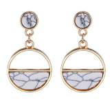 Handmade Geometric Circular Marble Long Earrings Girls Popular Earrings for Women