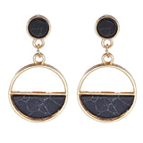 Handmade Geometric Circular Marble Long Earrings Girls Popular Earrings for Women