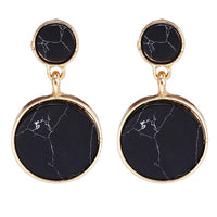 Handmade Geometric Circular Marble Long Earrings Girls Popular Earrings for Women