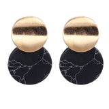 Handmade Geometric Circular Marble Long Earrings Girls Popular Earrings for Women