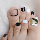 Blue Marble Toe nails False Pattern Mix Color Artificial Nail Set for Toes Designed Press on Toenail