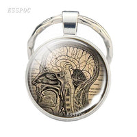 Brain Shell Keychain Brain Jewelry Medical Brain Picture Glass Cabochon Keychain Gift for Doctors and Nurses Medical Students