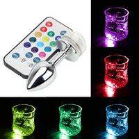 LED Light Metal Anal Plug Stainless Steel Butt Plug Remote Control for Couples Prostate Massager No Vibrator