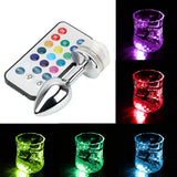 LED Light Metal Anal Plug Stainless Steel Butt Plug Remote Control for Couples Prostate Massager No Vibrator