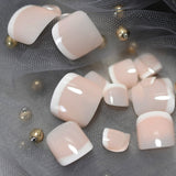 Classic White Artificial Toe Spitit Nude Fake Toe Nail Tips Natual Foot Nails 24 Ct