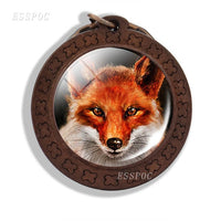 Fox Key Chains Cute Animal Fox Photo Glass Cabochon Keychain Wooden Fashion Accessories for Men Women Lovers Gift