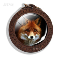 Fox Key Chains Cute Animal Fox Photo Glass Cabochon Keychain Wooden Fashion Accessories for Men Women Lovers Gift