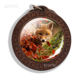 Fox Key Chains Cute Animal Fox Photo Glass Cabochon Keychain Wooden Fashion Accessories for Men Women Lovers Gift