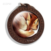 Fox Key Chains Cute Animal Fox Photo Glass Cabochon Keychain Wooden Fashion Accessories for Men Women Lovers Gift