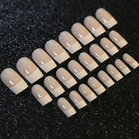 Classical Normal Size French Nail Nude White Tip Glossy Press On Fingernals for daily with glue sticker 24