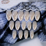 Classical Normal Size French Nail Nude White Tip Glossy Press On Fingernals for daily with glue sticker 24