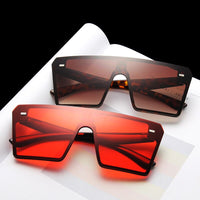 Oversized Square Sunglasses Women Flat Top Red Black Clear Lens One Piece Men Gafas Shade Mirror UV400