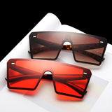 Oversized Square Sunglasses Women Flat Top Red Black Clear Lens One Piece Men Gafas Shade Mirror UV400