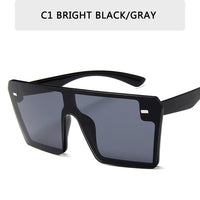 Oversized Square Sunglasses Women Flat Top Red Black Clear Lens One Piece Men Gafas Shade Mirror UV400