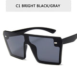 Oversized Square Sunglasses Women Flat Top Red Black Clear Lens One Piece Men Gafas Shade Mirror UV400