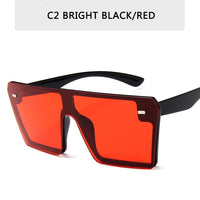 Oversized Square Sunglasses Women Flat Top Red Black Clear Lens One Piece Men Gafas Shade Mirror UV400