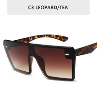 Oversized Square Sunglasses Women Flat Top Red Black Clear Lens One Piece Men Gafas Shade Mirror UV400